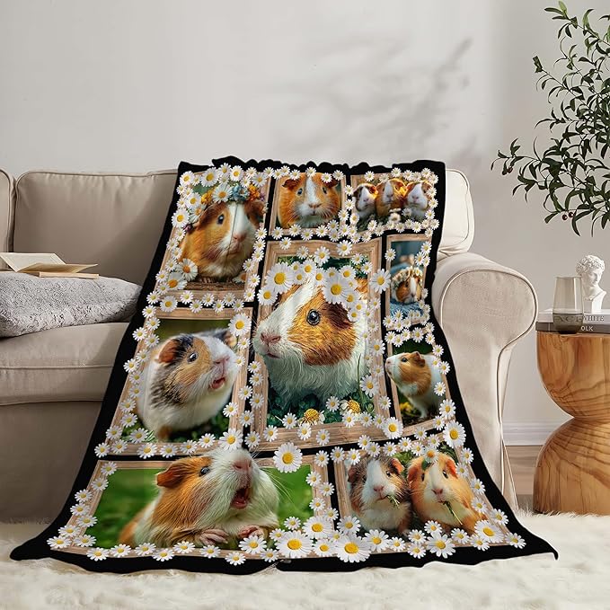 Guinea Pig Throw Blanket Guinea Pig Stuff Gifts for Kids Girls Boys Adults Women Men Soft Cozy Warm Plush Fluffy Fuzzy Fleece Blanket Decor 40''X50''