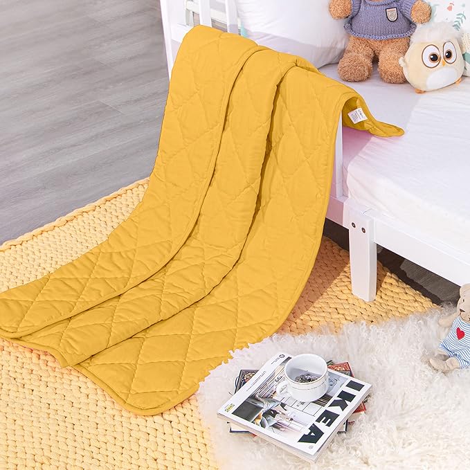 NTBAY Down Alternative Toddler Comforter, Lightweight and Warm Solid Color Baby Crib Quilted Blanket, 39x47 inches, Yellow