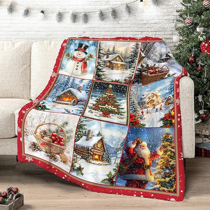 Christmas Snowman Blanket for Women, Snowman Decor Fleece Blanket Gifts for Boys Girls, Warm Cozy Soft Flannel Christmas Stuff for Bed Sofa Couch 60" x 50"