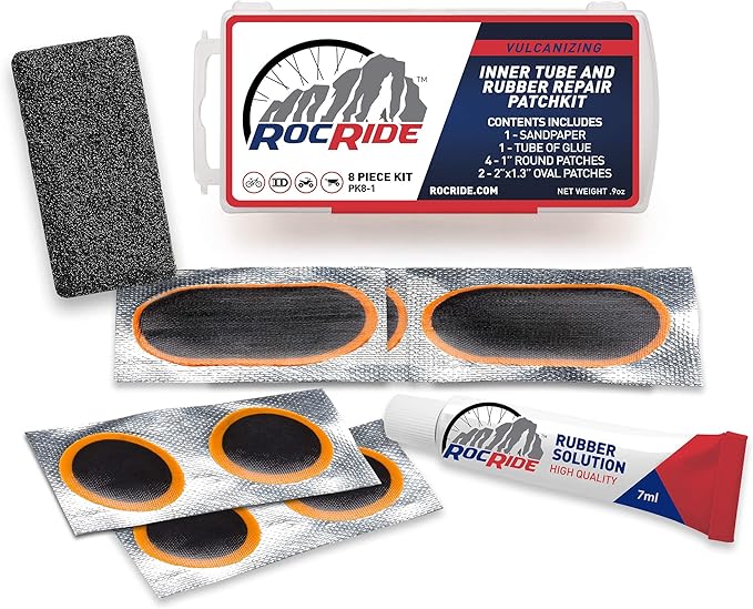 8 PC Bike Inner Tube Patch Kit. Bicycle Tire Repair Kit.