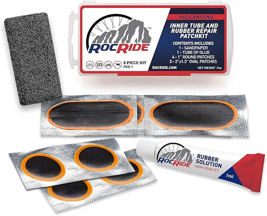 8 PC Bike Inner Tube Patch Kit. Bicycle Tire Repair Kit.
