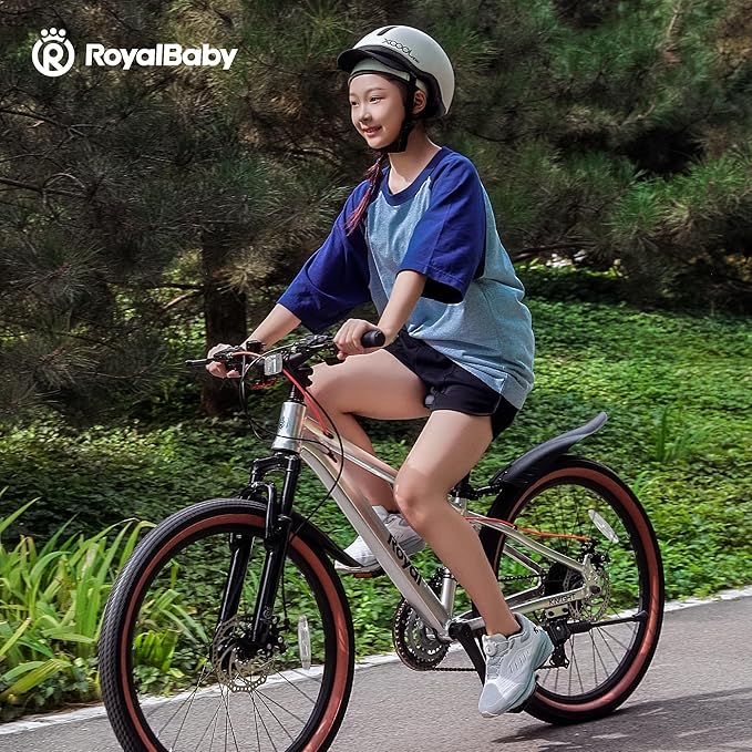 RoyalBaby Kids Mountain Bike for Boys and Girls, Ultra-Light Aluminum 20-24 Inch Wheel Bicycle for 6-14 Years Old Children, 7/21-Speeds Drivetrain