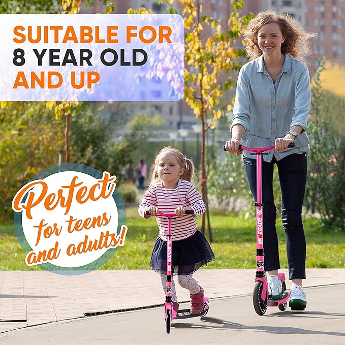 Hurtle Renegade Kick Scooter for Kids, Teenagers & Adults - 2-Wheel Folding Scooter with Adjustable T-Bar Handlebar - Alloy Anti-Slip Deck