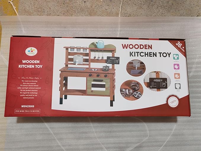 Outdoor Kitchen for Kids,Mud Kitchen Wooden Toy Playset with Kettle, Sink, Wooden Plant Container and Kitchen Accessories, for Children Ages 3+ Years (Green)