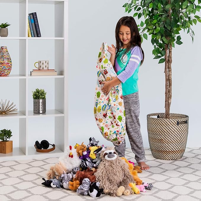 Posh Creations Stuffable Kids Stuffed Animal Storage Bean Bag Chair Cover - Childrens Toy Organizer, Medium 27" - Canvas Animals Forest Critters