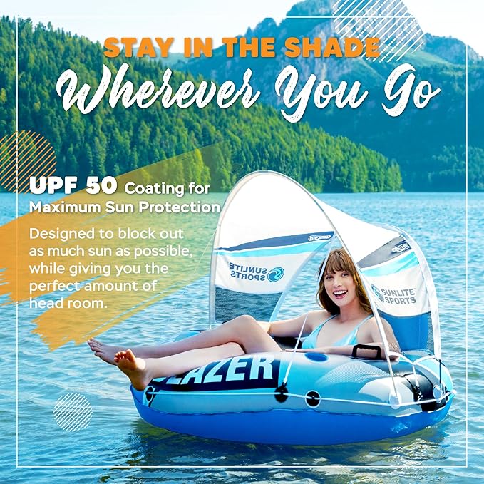 2025 New & Upgraded Sunlite Sports Heavy Duty River Tube Inflatable, Premium Water Float to Lounge Above Lake and River, Outdoor Water Raft Sport Fun, Recreational Use