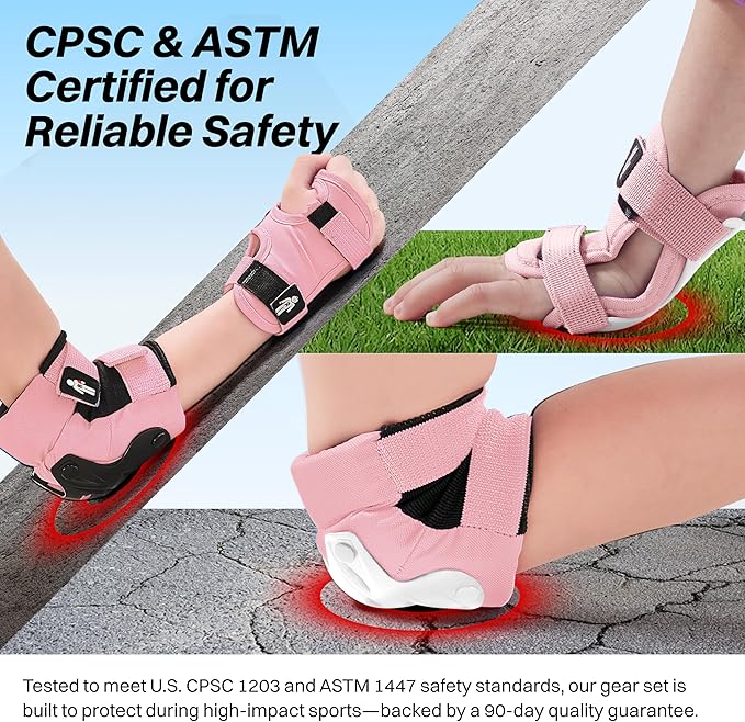 ZIFFY Knee Pads for Kids, Adjustable Knee and Elbow Pads Set with Wrist Guard, Protective Gear for Boys Girls Skateboard Roller Skating Cycling Bike – 2 Sizes, 4 Colors by Jova