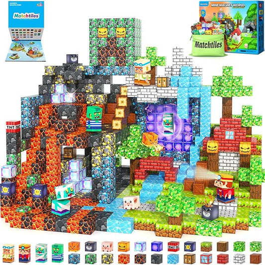 150PCS Magnetic Blocks Toys, Build Mine Magnet World Set, Magnetic Tiles Building for Boys & Girls Age 4-8 5-7, STEM Montessori Sensory Toys for Toddlers Kids Gifts