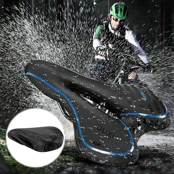 OUXI Comfort Bike Seat Comfortable Gel Bicycle Saddle Replacement Soft Padded with Shock Absorbing Waterproof for MTB Mountain Bike Road Bike Exercise Bike Men Women and Ladies