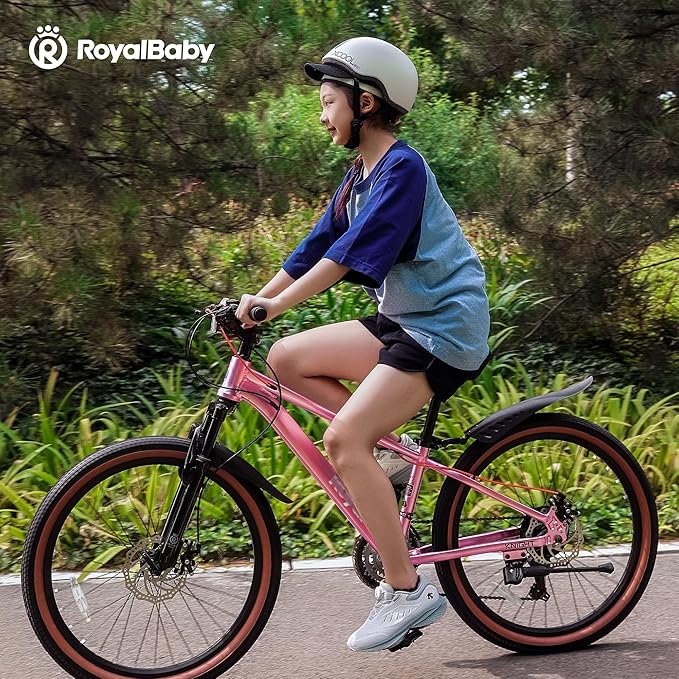 RoyalBaby Kids Mountain Bike for Boys and Girls, Ultra-Light Aluminum 20-24 Inch Wheel Bicycle for 6-14 Years Old Children, 7/21-Speeds Drivetrain