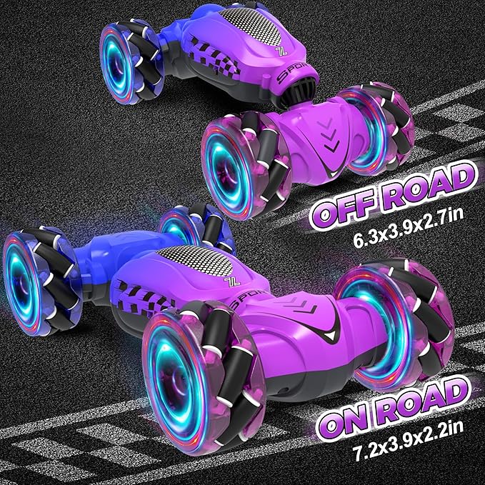 Remote Control Car for Girls 4-7, Toys for Ages 5-7, Gift for 4 5 6 7 8-13 Years Old, for Kids, Gesture Sensing RC Stunt Car with Lights, Birthday Gift