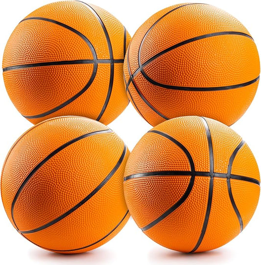 Bedwina Mini Basketballs - (2 or 4 Pack) - Rubber 7 Inch, Size 3 - Mini Hoop Outdoor Basketball Set for Small Hoops Indoor & Outdoor Pool Parties - Kids Birthday Gift, Arcade Games