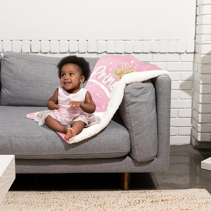 Personalized Princess Blanket: Custom Name Princess Blanket, Soft Sherpa Fleece Throw for Newborns, Toddlers, Kids and Girls, Nursery or Bedroom Décor; Pink, 30"x40", 1-Sided Printing, Printed in USA