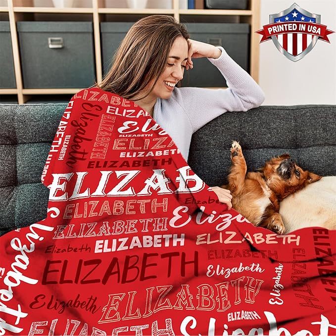 Ship Next Day, Personalized Baby Blanket with Name - Printed in USA, Custom Name Blanket for Boys Girls Kids, Customized Flannel Blankets Gifts for Teen Shower Toddlers Christmas Brithday