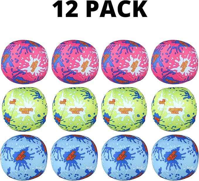 4E's Novelty 12 Pack - 3" Water Splash Balls Bomb - Water Absorbent Ball - Kids Pool Toys, Outdoor Water Fight Game Activity for Kids, Beach Pool Party Favors, Swimming Pool Floating Toy