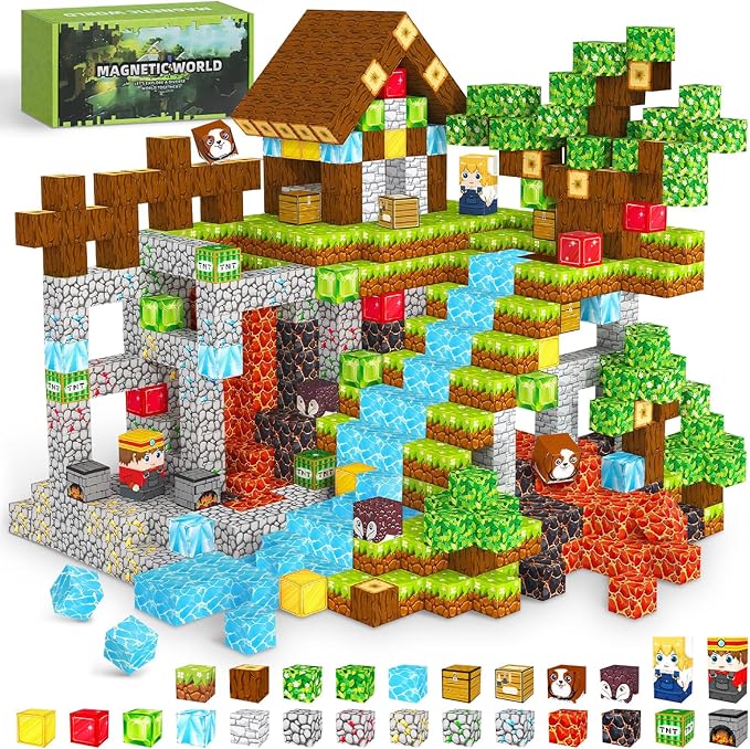 Magnetic Blocks, 100 PCS Magnetic Building Blocks Cubes - Stacking Magnet Toys for Kids Toddlers Ages 4-8 8-12, Magnetic Tiles STEM Toys Christmas Birthday Gifts for Boys Girls (0.8IN/2CM)