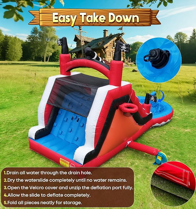 23ft(L) Commercial Water Slide for Adults Kids with 950W Blower, Heavy Duty PVC Large Water Slides Bounce House for Outdoor Summer Fun, Inflatable Backyard Water Park Great for Party, Wet Dry Use