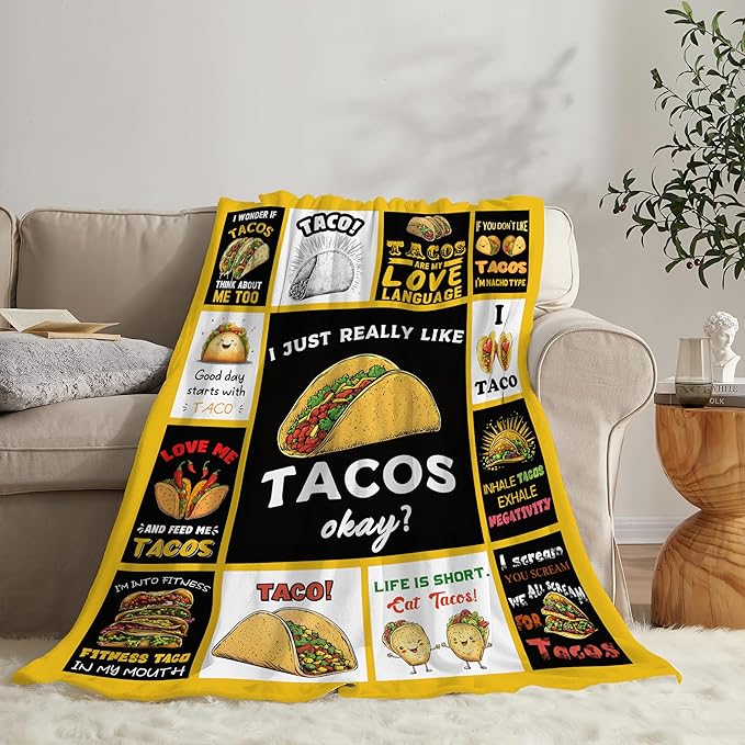 Taco Blanket Food Burrito Throw Blanket Gifts for Taco Lovers Girls Women Kids Boys Adults Men Super Soft Cozy Plush Fluffy Fuzzy Fleece Blanket Home Decor 50''X60''