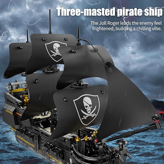 Pirate Ship Building Blocks Sets,MOC Black Pearl Ship Building Toys,Pirate Boat Collectible Display for Home or Office Decor,Christmas Birthday Gift for Adults & Boys 8-14(921Pcs)