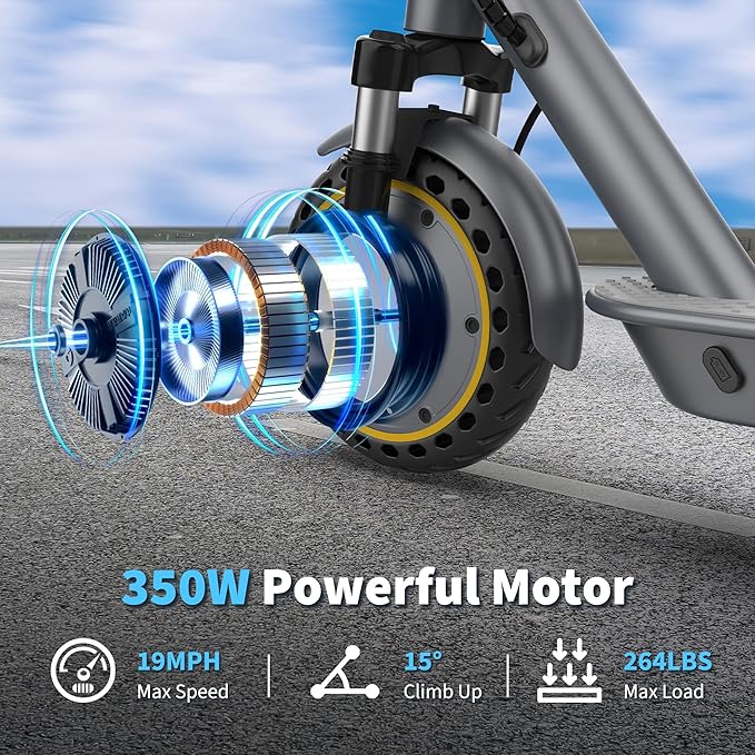 WERHY Electric Scooter, 350W/500W Motor, Top Speed 19/22 mph, Max 16/23/25/28Miles Ranges, Foldable E Scooter for Adults