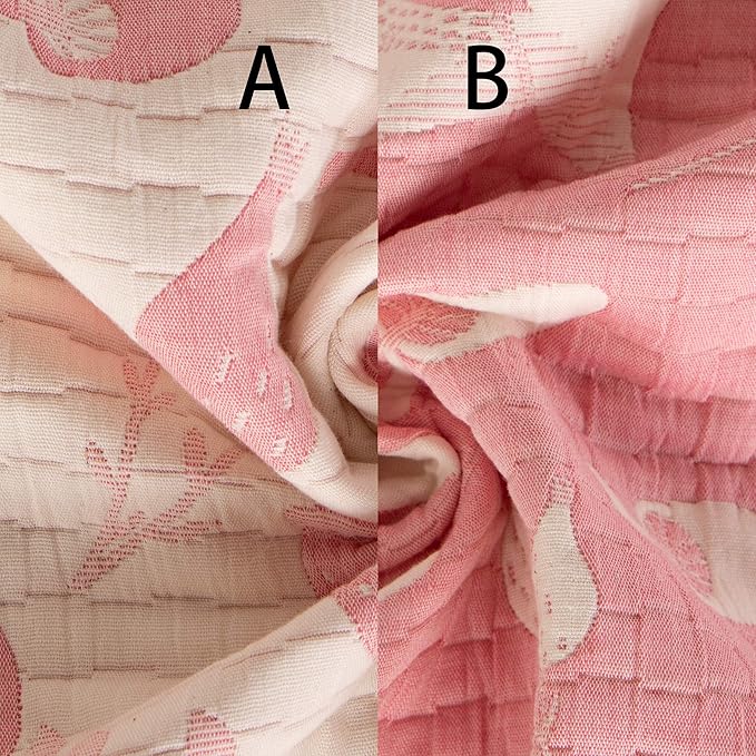 NTBAY 3 Layer Toddler Blanket, Muslin Cotton Jacquard Bed Blankets, Lightweight Thermal Baby Blanket, Super Soft and Warm Crib Blanket for All Seasons, Decoration Gift, 30"x40", Pink Owl