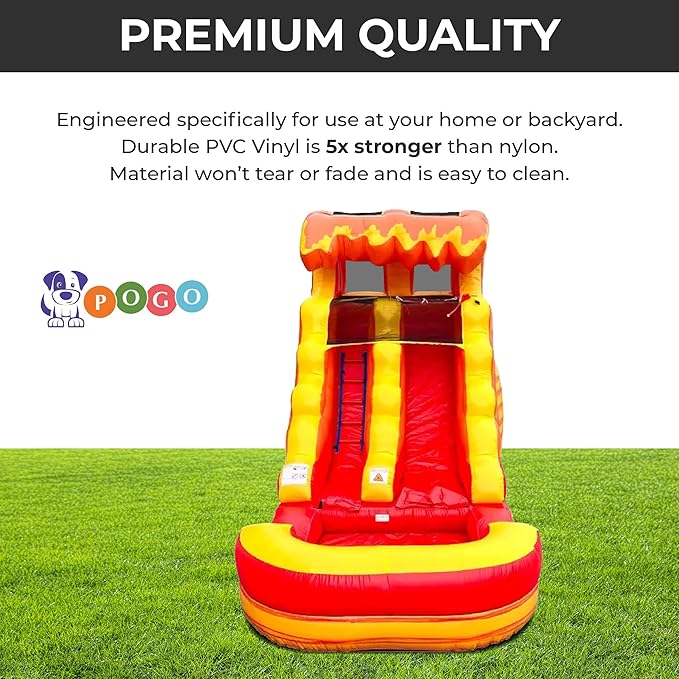 Inflatable Water Slides for Kids - Backyard Inflatable Water Slides with Splash Pool - Fire Marble Slide Complete with Blower, and Stakes - 21' x 9' - 12' Tall Slide