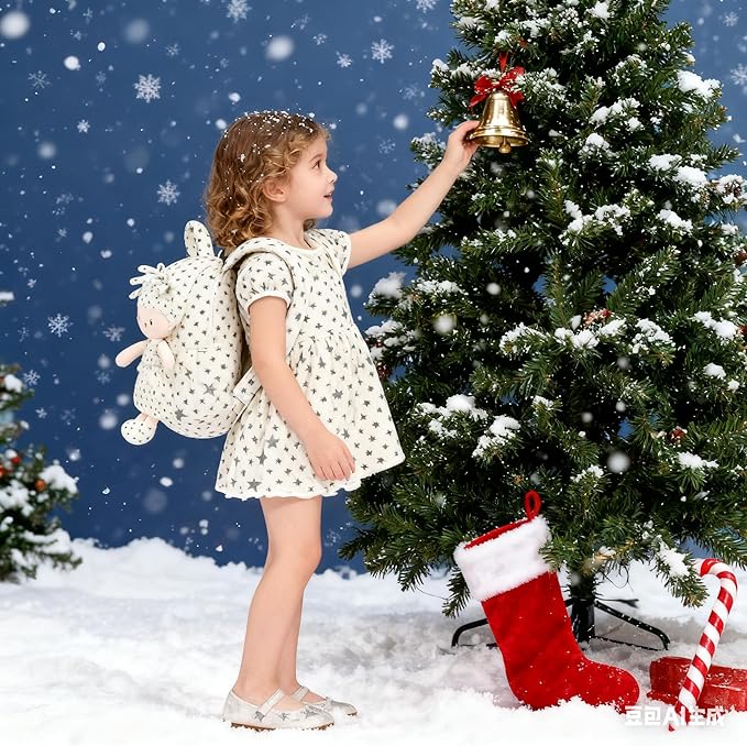 Onetoo Toddler Backpack for Girls 9” – Soft Plush Baby Doll Backpack, Cute Star Dress Stuffed Toy Bag, Perfect Birthday Christmas Gift for Kids, Preschool, Travel & Back to School