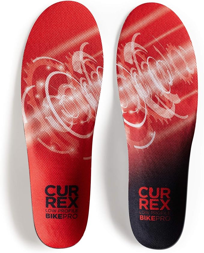 CURREX BikePro Insoles for Cycling, Bicycle & Motorcycle Riding – Arch Support Shoe Inserts w/Metatarsal Pads, Helps Reduce Fatigue + Improve Stability & Fit – for Men & Women – Low Arch, Large