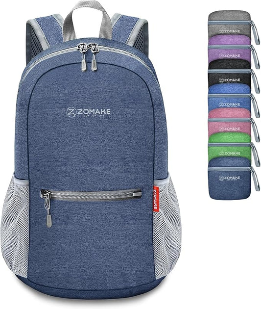 ZOMAKE 10L Lightweight Packable Hiking Backpack, Small Travel Hiking Daypack for Women Men Tear Resistant Foldable Day Pack for Camping Outdoor Sports(Navy Blue)