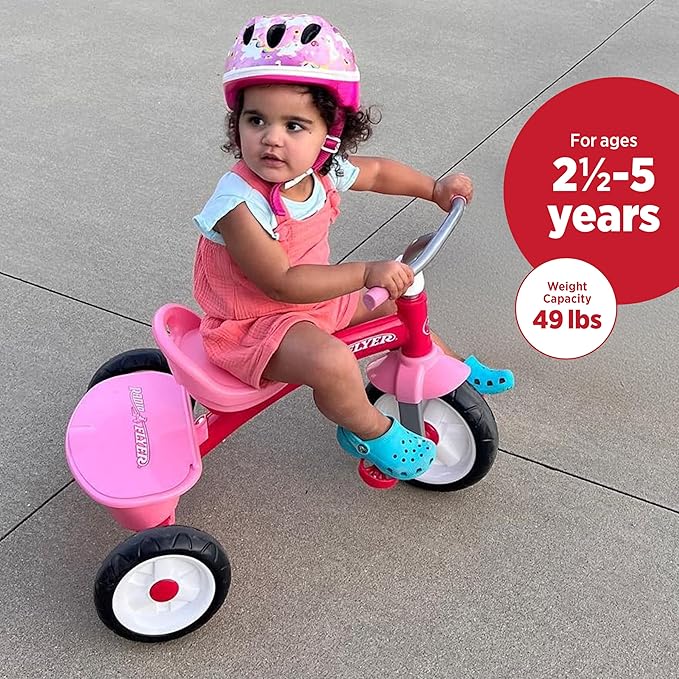Kids Bike, Toddler Bike, Toddler Toys, Kids Toys for Ages 2-4, Radio Flyer Pink Rider Trike, for Ages 2.5-5 Years, Pink Tricycle