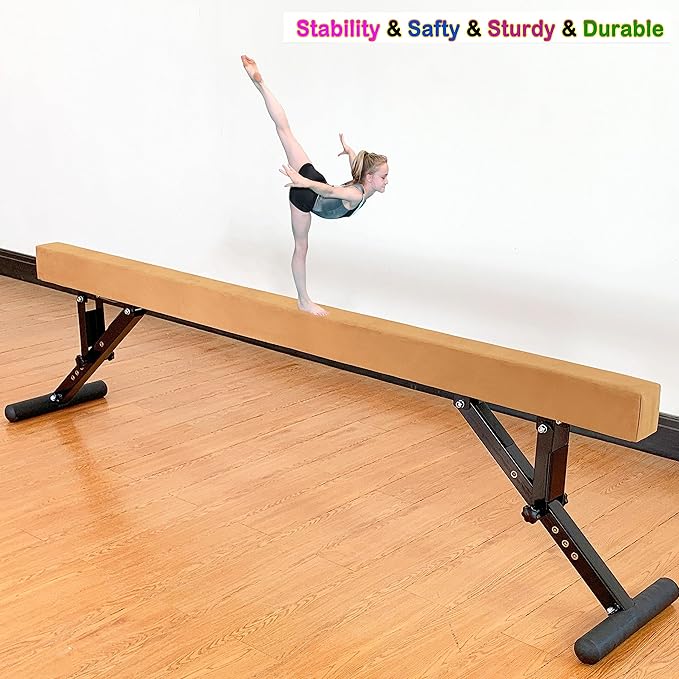 Adjustable Balance Beam 8 ft Gymnastic Beam Adjustable Height for Kids and Teenage of All Gymnastic Levels, Gymnastic Training Beam Gymnastic Equipment for Athlete Home and Gym Club Use