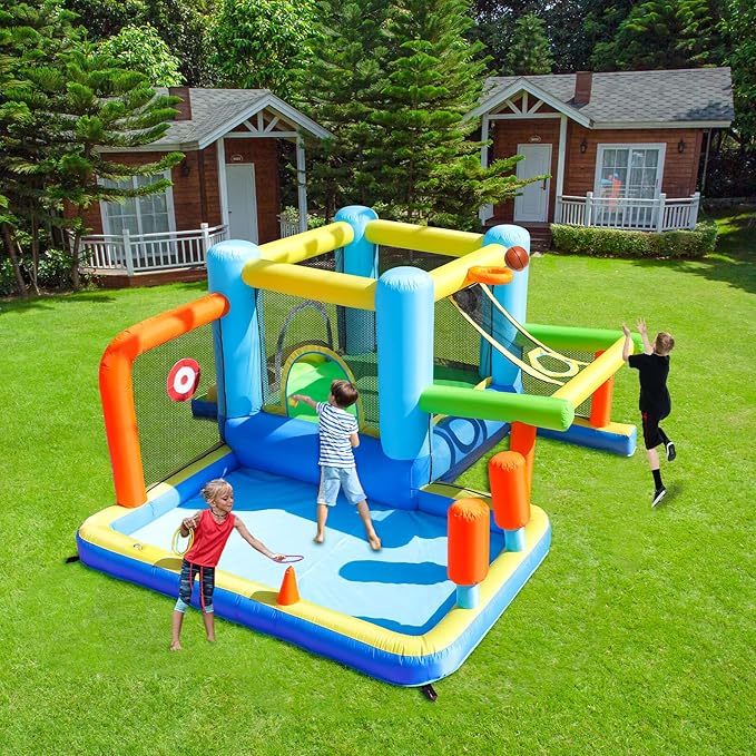 Inflatable Bounce House,Bounce House for Kids 3-6,Bouncy House with Slide,Obstacle Course Bounce House,Bouncy Castle for Kids Outdoor,Indoor Jump House with Ball Pit