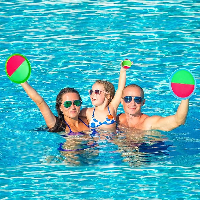Toss and Catch Game Set,Ball Catch Set, Outdoor Beach Games for Playground Balls Summer Toy for Ages 4-8, Outside for Kids Boys Girl 4 Mitts & 4 Balls