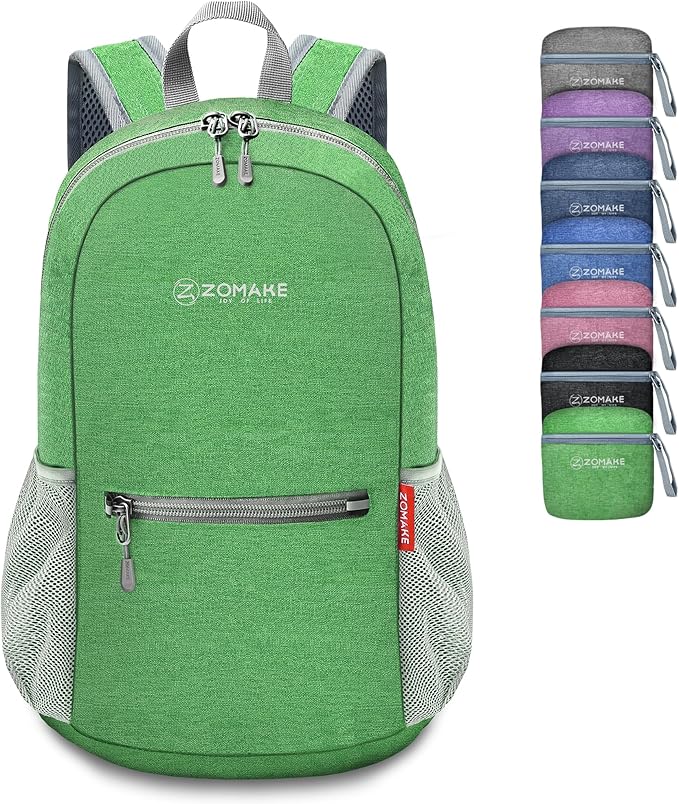 ZOMAKE 10L Lightweight Packable Hiking Backpack - Small Travel Hiking Daypack for Women Men - Tear Resistant Foldable Day Pack for Camping Outdoor Sports(Dark Green)