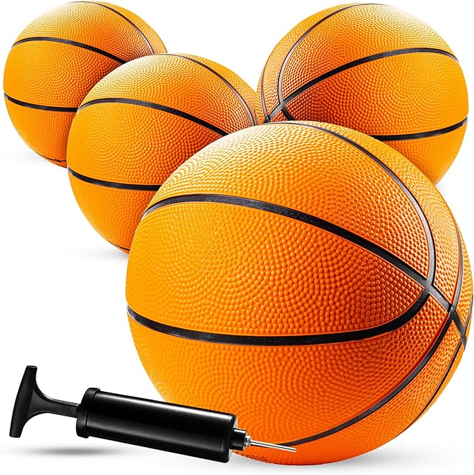 Bedwina Mini Basketballs - (2 or 4 Pack) - Rubber 7 Inch, Size 3 - Mini Hoop Outdoor Basketball Set for Small Hoops Indoor & Outdoor Pool Parties - Kids Birthday Gift, Arcade Games