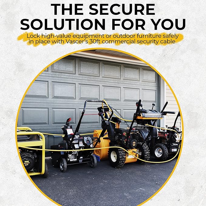 15FT (1/2") Commercial Steel Cable with Looped Ends - Industrial Use Protection - PVC Coated Heavy Duty Chain-Long Galvanized Wire Rope Braided Security - Secure Valuable High End Equipment