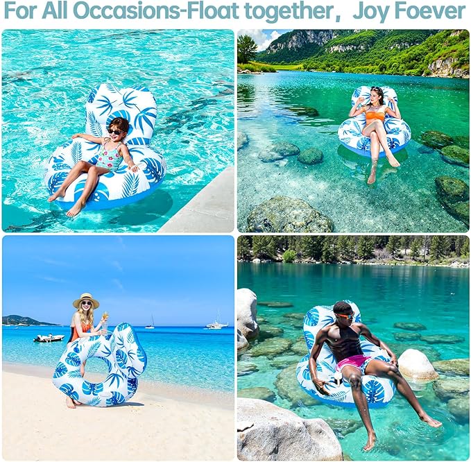 [2025 New Model] Pool Floats - Inflatable Pool Floats with Cup Holders,Unibody Pool Lounger Float with Handle，Ideal Pool Toys for Pools,Beach,Lakes, Rivers,Water Party 2025 Beach Vacation Essentials