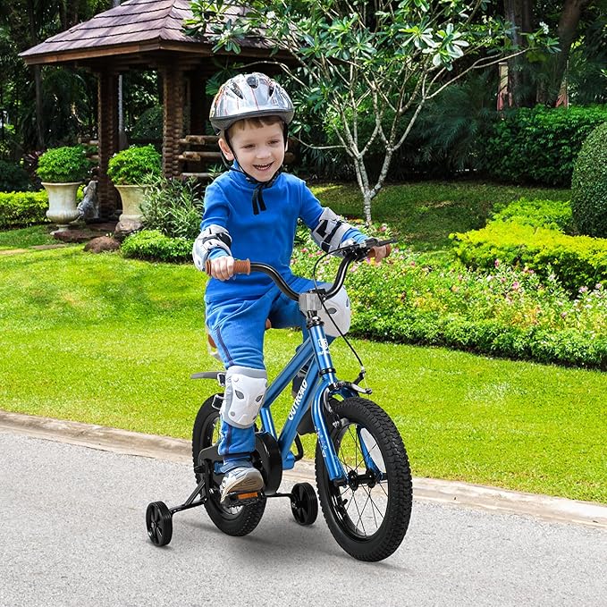 Outroad Kids Bike for Boys Girls Age 3-9 Years Old, 14 16 18 Inch Kid's Bike with Training Wheels, Children Bicycles for Toddler, Blue and Red