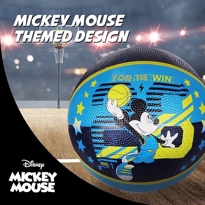 Disney Mickey Mouse Basketball Size 6, Indoor and Outdoor Game Youth Sports Ball for Boys and Girls
