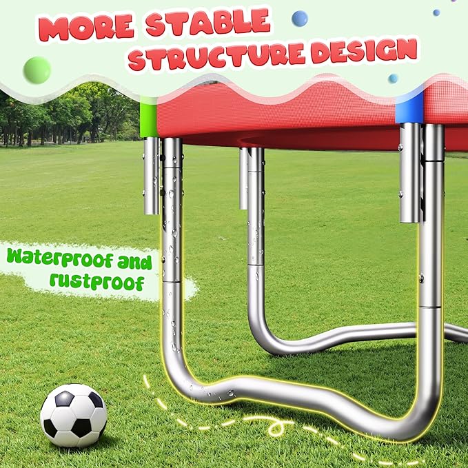 Trampoline 8FT 10FT, Outdoor Trampolines with Enclosure Net and Ladder, Recreational Anti-Rust Trampolines for Kids and Adults, ASTM Approved