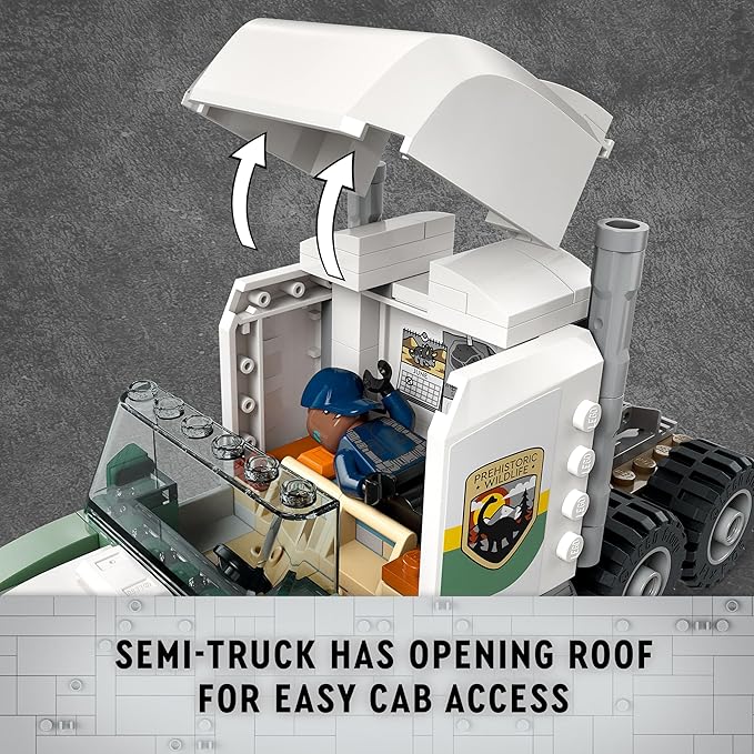 LEGO Jurassic World Dinosaur Missions: Allosaurus Transport Truck Toy, Fun Gift Idea for Kids with Kenji, Darius and Yaz Minifigures, Jurassic World Dinosaur Toy for Boys and Girls Ages 8 and Up 76966