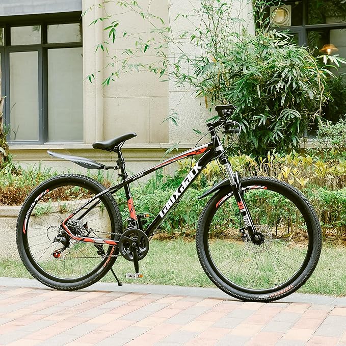 Bruce & Shark 27.5 inch Mountain Bike, 21-Speed Front Suspension & Mechanical Disc Brakes, 265 LBS Load, Adjustable Ergonomic Seat, City/Road Commuter MTB Bicycles for Adult