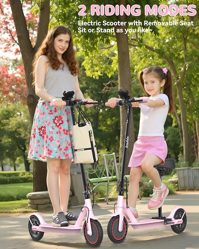 Electric Scooter Adults, Powerful 350W E-Scooter, Max 19 Mph & 15-19 Miles Range Scooters, Folding Scooters with 8.5" Solid Tires, Commuting Scooter Kick Scooter with APP Control (Seats Optional)
