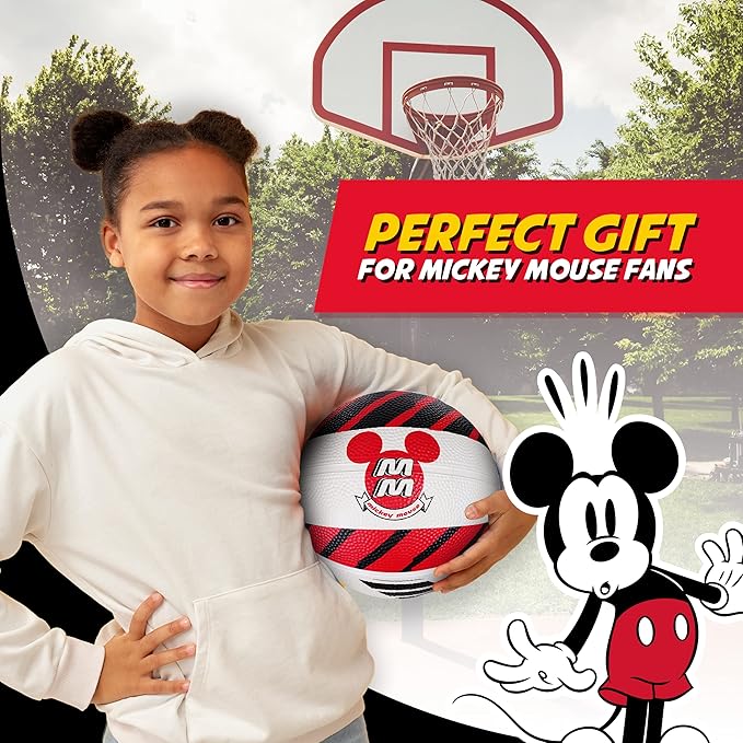 Disney Mickey Mouse Basketball Size 6, Indoor and Outdoor Game Youth Sports Ball for Boys and Girls