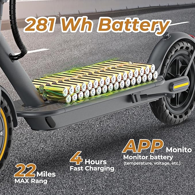 WERHY Electric Scooter, 8.5"/10"/14" Tire, Powerful 350/500W Motor, Top Speed 19/22 MPH, 21-49Miles Max Range, Folding Escooter for Adults & Teens with Dual Braking