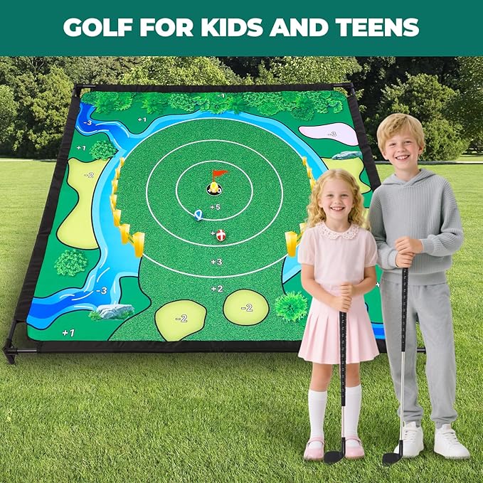 Chipping Golf Game Set, Backyard Golf Game, Equipped with Adjustable Clubs, Balls x 40; The Original Portable Golf Game for Chipping Practice for Family Golfers