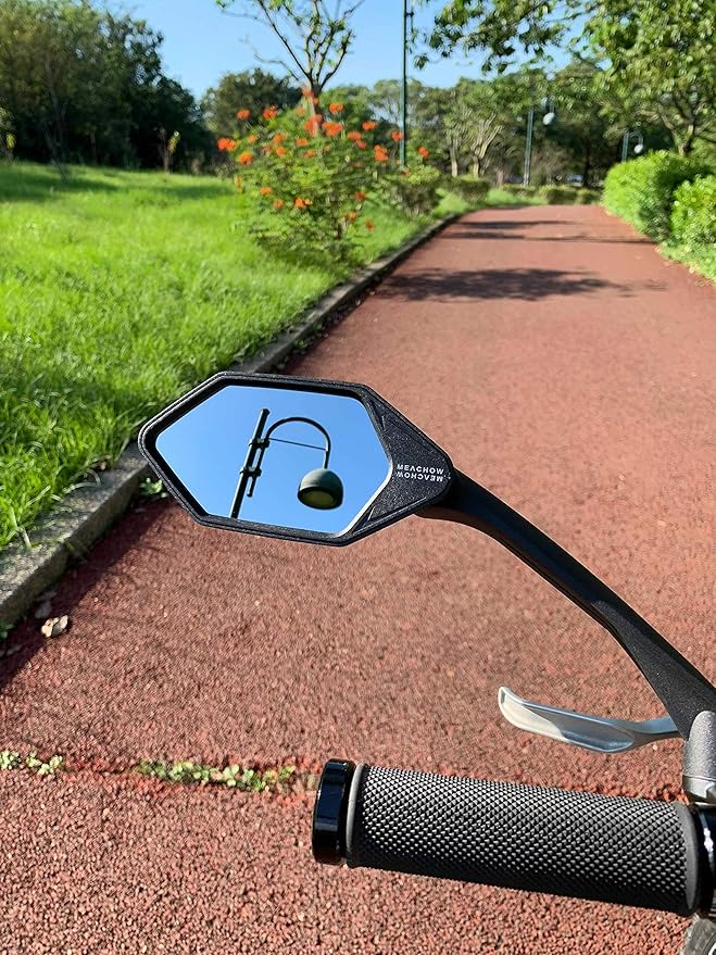 MEACHOW New Scratch Resistant Glass Lens,Handlebar Bike Mirror, Rotatable Safe Rearview Mirror, Bicycle Mirror,ME-007