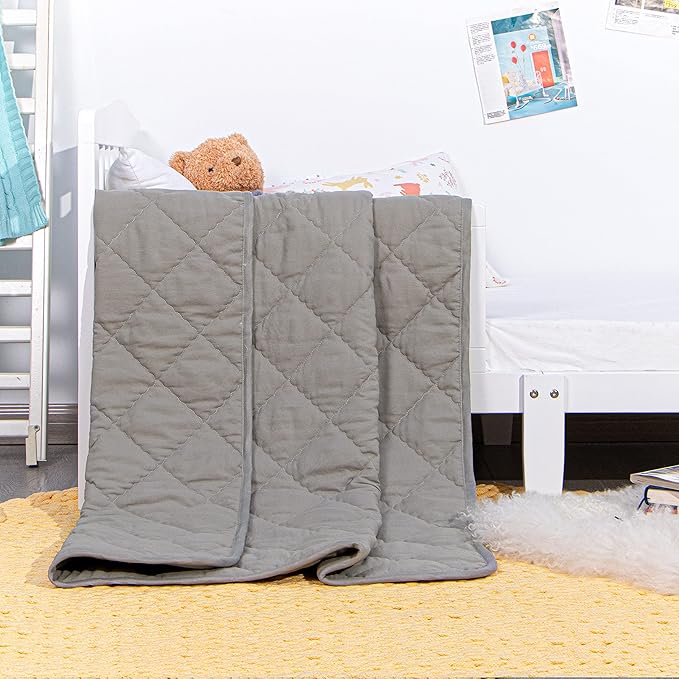 NTBAY Down Alternative Oversized Toddler Comforter, Super Soft and Warm Solid Color Baby Crib Quilted Blanket, 43x60 inches, Smoke Grey