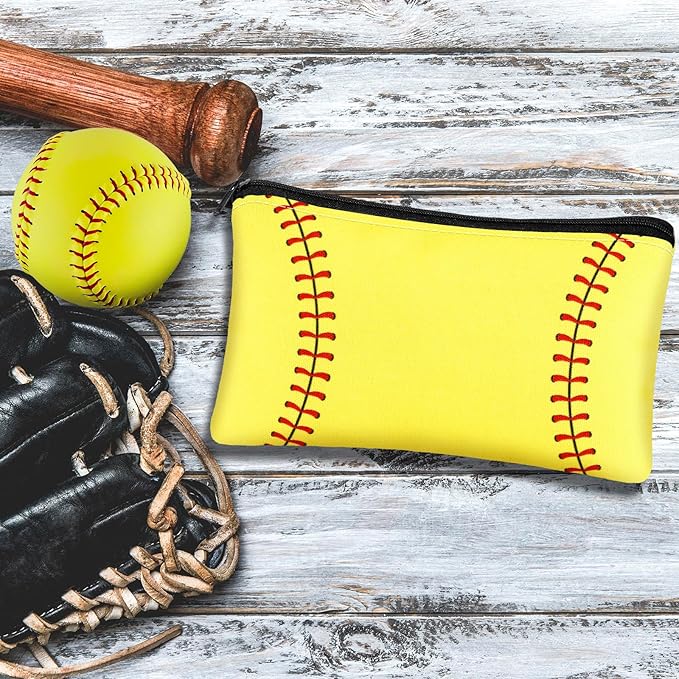 72 Pcs Christmas Softball Team Gifts Softball Party Favors Accessories for Teen Girls 12 Makeup Bags Lip Balm 12 Lipstick Holder Keychains Necklaces Mirrors Adjustable Bracelet for Sport Lover