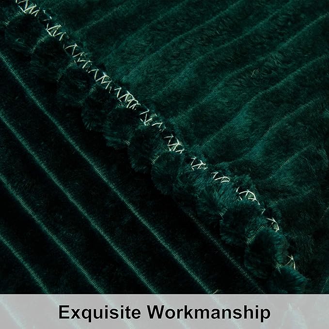 NTBAY Plush Flannel Oversized Baby Blanket, 50X60 Inches Soft and Warm Toddler Blanket with Striped Texture Nursery Bed Blanket for Stroller, Crib, Travel, Baby Gift, 50"x60", Dark Green